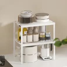 Divisória de armário retrátil, rack em camadas, empilhável, prateleira de cozinha, bancada, armário, pratos, tempero, ar