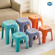 Banqueta de plástico para mesa de jantar doméstica, banco de borracha empilhável, engrossado, simples, comercial, banco