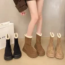 2025 inverno novo estilo de sola grossa de sola grossa antiderrapante velo engrossado botas de neve feminino tubo curto