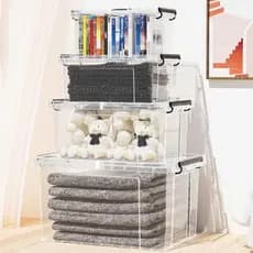 Caixa de armazenamento de armazenamento transparente preto plástico guarda-roupa organizador caixa de armazenamento caix