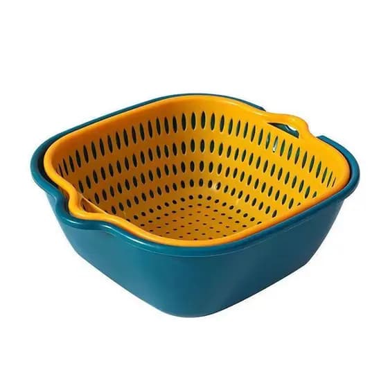 [15 * 14 * 7cm] Cesta pequena de drenagem para lavagem de frutas e vegetais de camada dupla