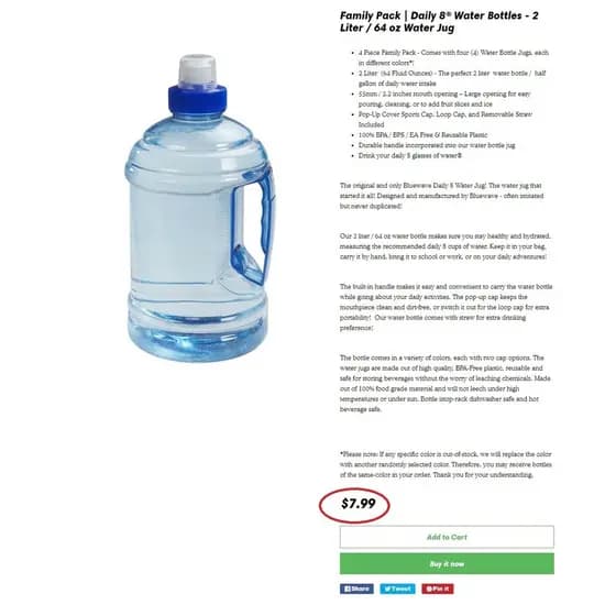 Americano único esportes Fitness grande garrafa de água 2L garrafa de água de plástico sem bpa esportes capa à prova de