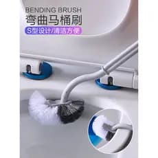 Escova de vaso sanitário curvada para uso doméstico, novo estilo, escova de limpeza de vaso sanitário, sem ângulo morto,