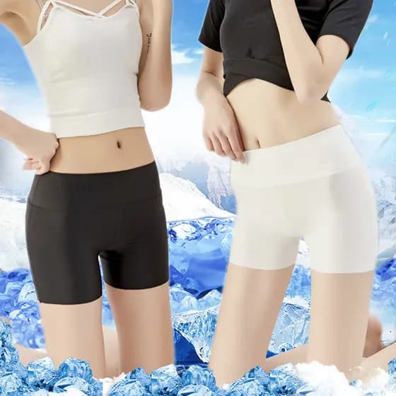 Verão anti-reflexo náilon cintura alta gelo seda calças de três pontos sem costura calças de segurança anti-reflexo Moda