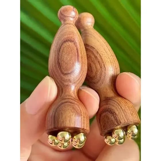 Massageador de olhos facial pequeno lótus Polka beleza facial tendão de latão vara acupuntura ferramenta de cuidados com