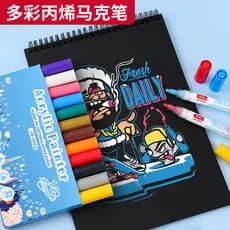 Marcador de acrílico à base de água, arte de estudante, escova dedicada para bebês, crianças, não tóxica, lavável, não s