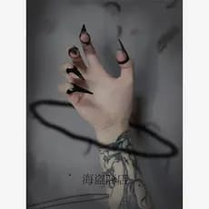Devil Fingertip Dark All-Match Anel Aberto Armadura Preta Garra de Gato Manicure Lolita Abgot Punk