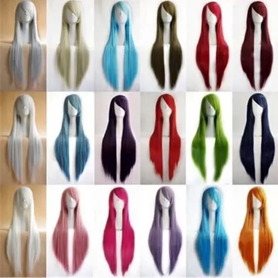 Universal longo cabelo reto 80cm rosto-fechamento feminino Multi-cor opcional Anime peruca cosplay
