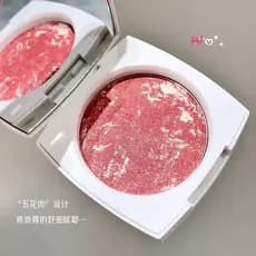 Blush alto brilho contorno três-em-um perolado cozimento em pó placa Rouge feminino laranja vermelho laranja luz maquiag