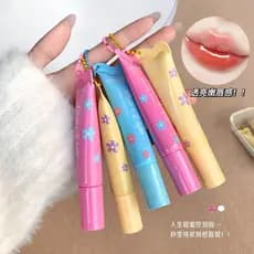 SHAQINUO brilho labial de vidro brilho labial espelho brilho labial colorido hidratante óleo labial pendurado corrente b