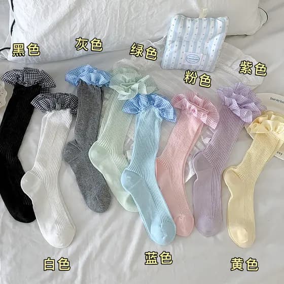 Meias de renda estilo balé femininas primavera verão estilo fino estilo japonês estilo Preppy tudo-em-um máquina pilha e
