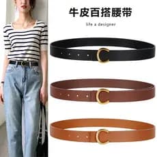 Senhoras cinto All-Match casaco de couro genuíno Retro cinto feminino moda coreano preto ins estilo decorativo Jeans cin
