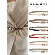 Pérola diamante senhoras cinto fino moda simples versão coreana cinto All-Match decorativo combinando saia ajustável peq