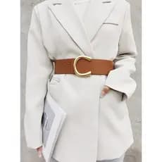 Cinto largo casaco decorativo feminino elegante All-Match ins com vestido terno de cintura estreita couro genuíno cinto