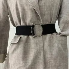 Cinto preto feminino versão coreana simples elástico elástico cinto versão larga cintura estreita combinando saia blusão