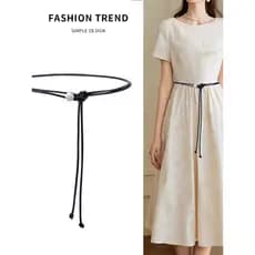 Cinto feminino combinando saia 2024 novo estilo verão corda de couro fino vestido decorativo corda cinto estendido cintu