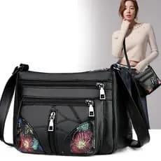 Bolsas femininas idosas de meia-idade 2027 novo estilo versão coreana couro macio grande capacidade bagunça de um ombro