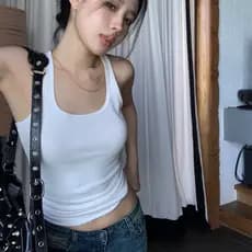 Camisola de algodão humano outono inverno sem mangas Bottoming interior exterior Desgaste fino-ajuste olhar Nico Combinado