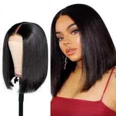 Peruca africana feminina cabelo curto e reto BOB chapelaria senhoras moda europeia americana peruca de fibra química fem