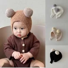 Chapéu de lã do bebê bonito urso inverno proteção de orelha chapéu do bebê quente meninos meninas crianças engrossado ag