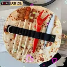 Expo churrasco lápis caso cozimento corda caneta engraçado panqueca saco de papelaria panqueca lápis caso Burrito canet
