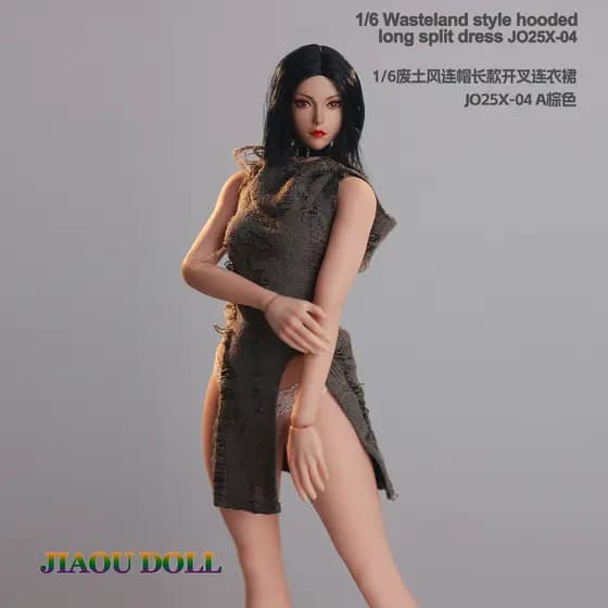 1/6 soldado estilo dividido Wasteland estilo vestido longo JO25X-04 corpo emborrachado roupas modelo acessórios