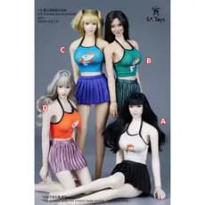 Estoque pronto SA Toys SA043 1/6 Soldado Feminino Verão Praia Desgaste Saia Plissada Peças de Roupas de Boneca