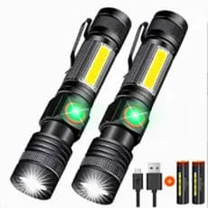 Usb mini recarregável lanterna de luz forte telescópica foco lanterna COB luz trabalho liga alumínio lanterna led