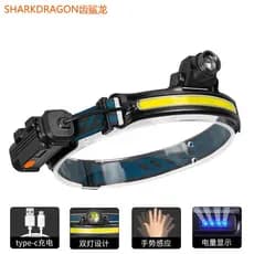 Transfronteiriço novo estilo XPG + COB holofote Sensor farol tipo-C carregamento ao ar livre Zoom pesca trabalho LED far