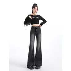 Vfvk Retro não-Leggings elástico em linha reta Micro-perna calças de ajuste fino feminino 2026 novo estilo Jeans pequeno