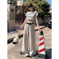 Vfvk calças de brim brancas femininas estilo verão 2026 novo estilo em linha reta calças casuais Drape calças largas per