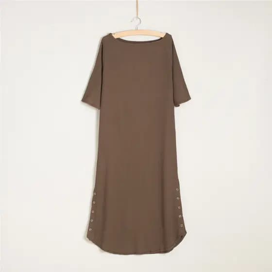 Vestido feminino novo estilo outono primavera manga de seis quartos sobre o joelho saia longa feminina saia longa macia