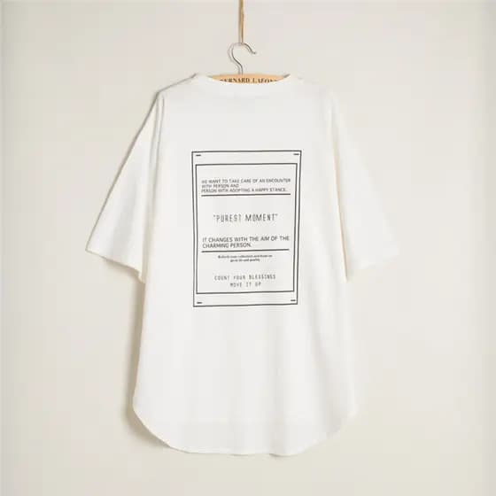 Algodão boa exportação Original 100% algodão manga média camiseta senhoras manga de cinco pontos solto mais magro olhar
