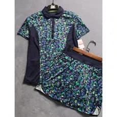 Vestido de golfe ao ar livre manga Raglan Floral manga curta macio absorvente de suor respirável saia de Badminton saia