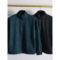 Senhoras gola meio zíper moletom de lã ao ar livre pulôver quente Henry Collar Sports Top