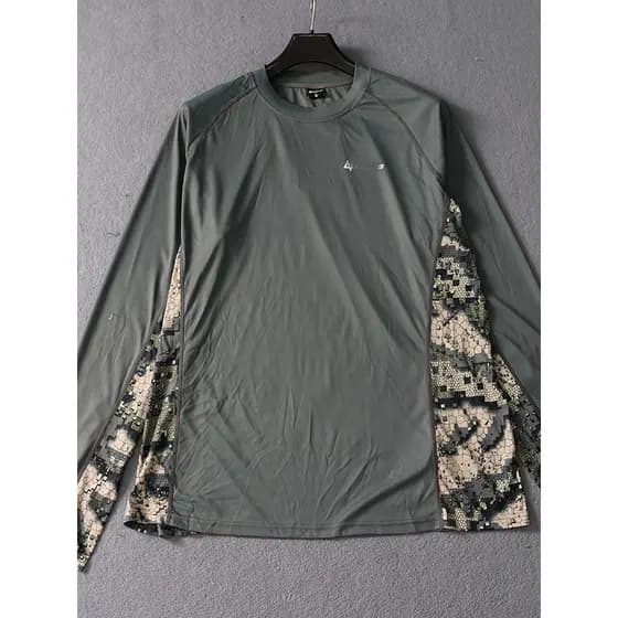 Esportes ao ar livre em torno do pescoço de manga comprida camiseta masculina respirável estiramento de secagem rápida t