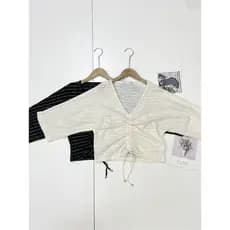 A1 listrado malha exterior pedido 25 primavera verão novo estilo estilo clássico ~ puro Yuan senhoras Bat camisa com dec