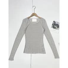 I5 listras clássicas ~ unidade externa puro Yuan 25 outono novo estilo camisa de fundo em torno do pescoço manga longa c