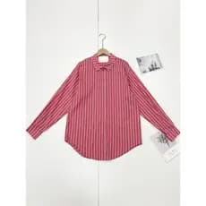 E6 nórdico único fora único puro Yuan 26 primavera novo estilo feminino manga comprida listras verticais lapela camisa A