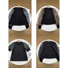 M1 versão de costura punhos de gaze ~ comércio exterior macio 24 novo estilo pulôver feminino solto Casual manga comprid