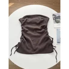 B2 dinamarca único 26 verão novo estilo senhoras cordão plissado High-End Jacquard tubo francês topo fino-ajuste estilo
