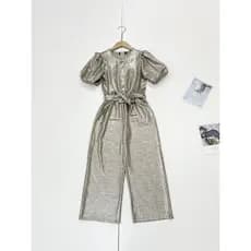 D6 roupas para meninas ~ ordem estrangeira francesa 26 verão novo estilo feminino manga bufante calças largas Metal luz