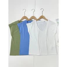 C6 All-Match cor sólida ~ pedido externo 25 verão novo estilo macio com decote em U solto colete de manga curta camiseta