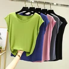 Modal sem mangas topo feminino verão solto fino em torno do pescoço camisa de fundo interno tamanho grande All-Match cam