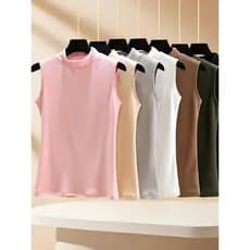 Alemão veludo interior meia gola alta colete térmico feminino inverno veludo auto-aquecimento sem mangas camisa de fundo
