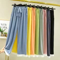Modal Drape calças de perna larga feminina primavera verão solto mais magro olhar calças casuais cintura alta tamanho gr