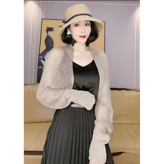 Verão gelo seda xale exterior moda colete Cheongsam combinar ombro versão coreana protetor solar manga grade estilo pesc