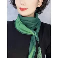 Outono inverno cachecol de duas cores algodão linho borda pingente estilo chinês multifuncional pescoço proteção cacheco