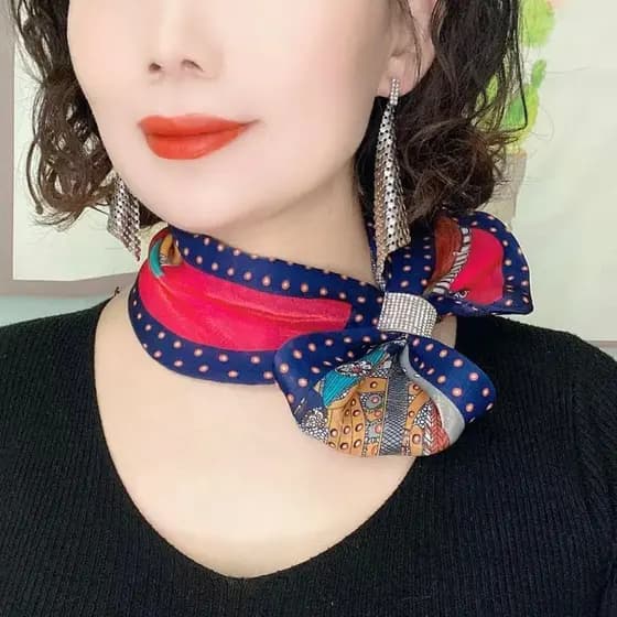 Novo estilo brisa gaze impresso cachecol All-Match elegante gaze cachecol cachecol pequeno orelha lenço de seda moda doi