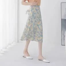 Saia Floral feminina 2022 novo estilo a linha saia mais magro olhar cintura alta moda impressão saia de comprimento médi